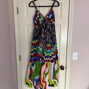Mirror Image Multicolored Maxi Dress Sleeveless Size Medium Beads Bohemian India
